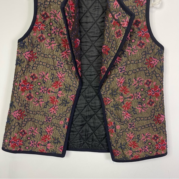 ShopBop Otte New York Chloe Quilted Tapestry Floral Metallic Embroidered Vest S - Picture 10 of 16